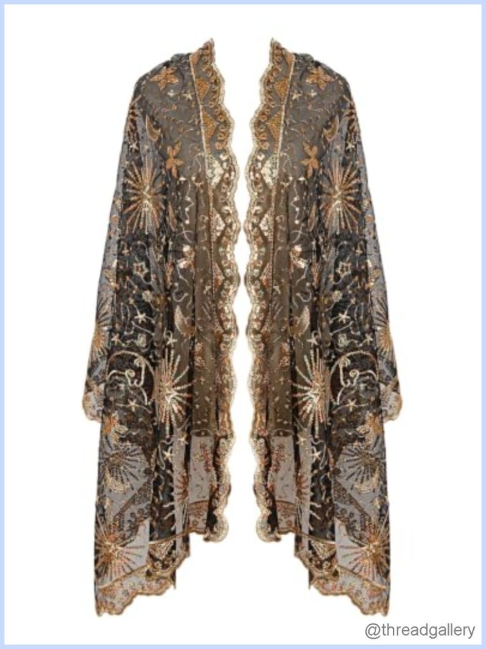 1920s Sequin Fringed Evening Shawl Wrap Scarf Gatsby Party